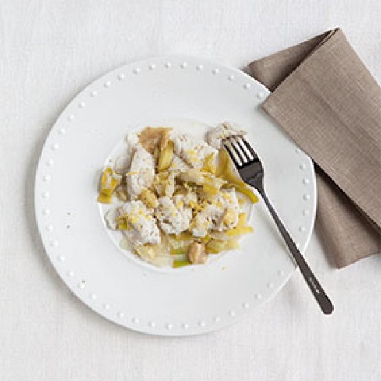 Kabeljauw met prei en limoen Kabeljauw met prei en limoen